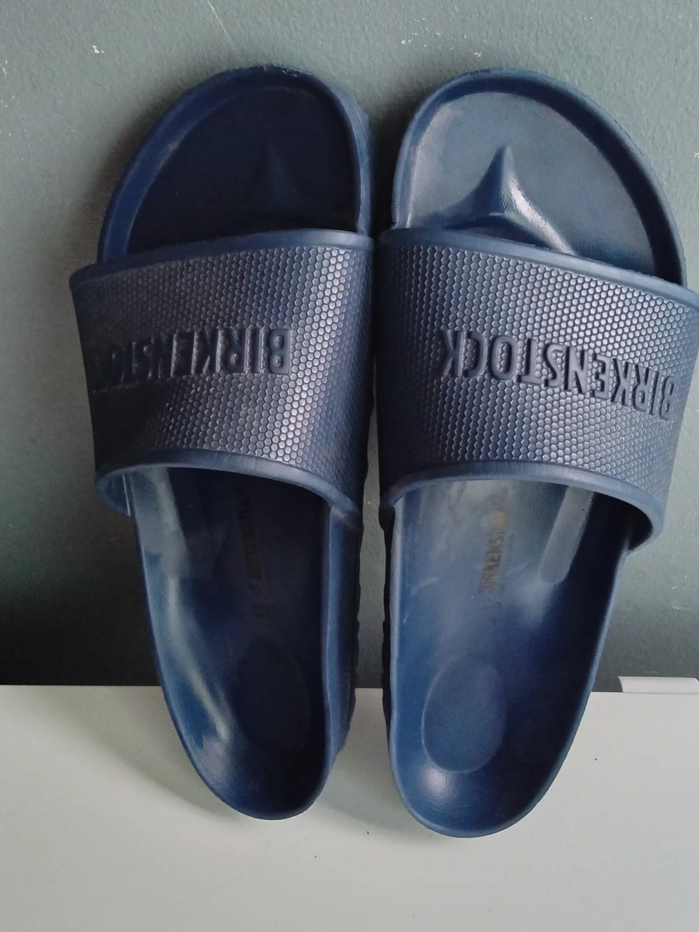 Birkenstock‎ Barbados EVA Navy Blue Logo Slide Sandals Mens 42 L11 1015480